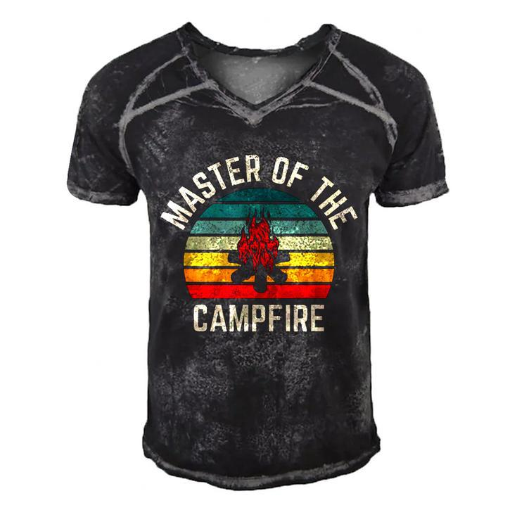 Master Of The Campfire Vintage Camping  Men's Short Sleeve V-neck 3D Print Retro Tshirt