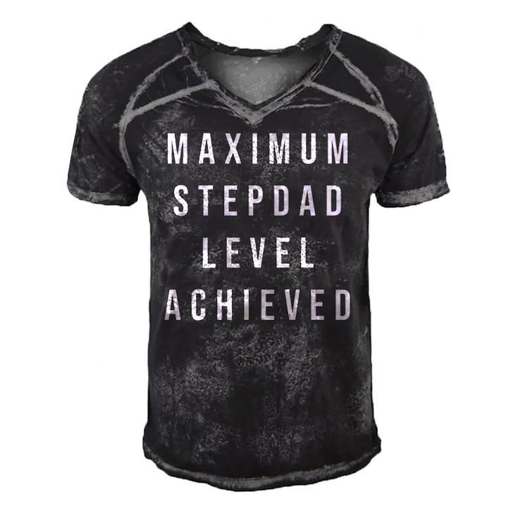 Maximum Stepdad Level Achieved Gamer Fathers Day Men's Short Sleeve V-neck 3D Print Retro Tshirt