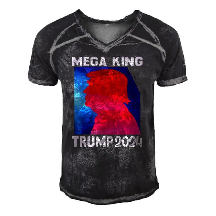 Mega King Usa Flag Proud Ultra Maga Trump 2024 Anti Biden Men's Short Sleeve V-neck 3D Print Retro Tshirt