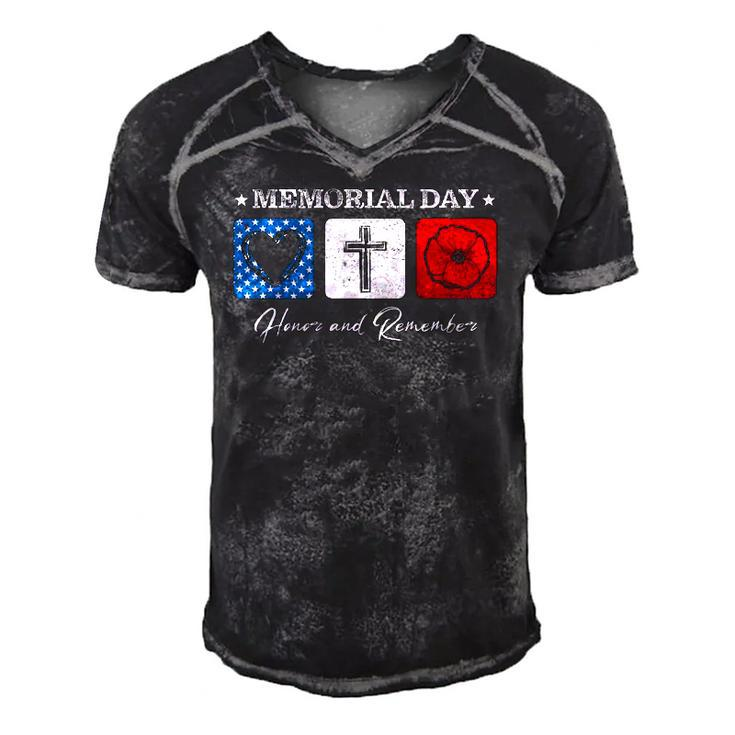 Memorial Day 2022 Veterans Day Usa Flag Red Poppy Honor Men's Short Sleeve V-neck 3D Print Retro Tshirt