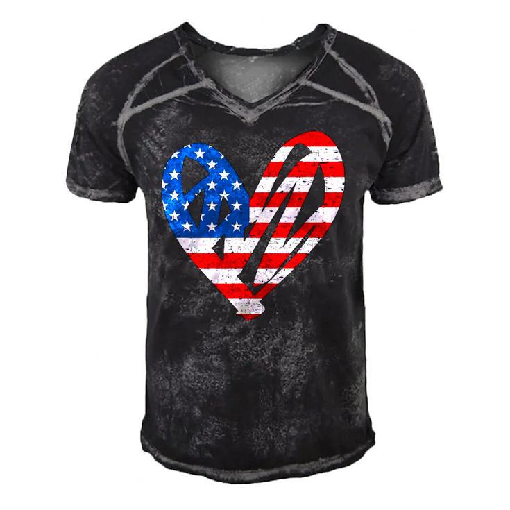 Memorial Day & 4Th July Partiotic Heart Mens & Womens Men's Short Sleeve V-neck 3D Print Retro Tshirt