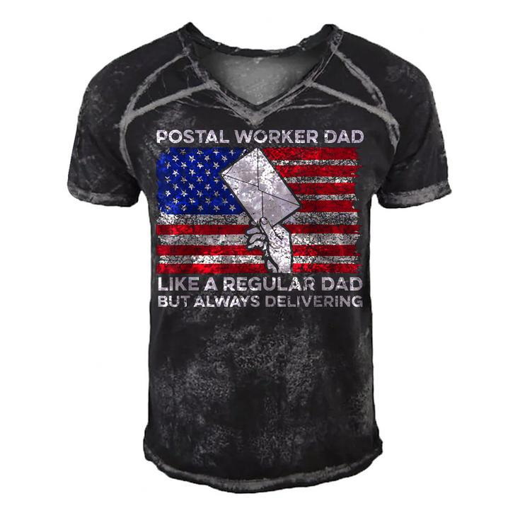 Mens 4Th Of July Design For A Patriotic Postal Worker Dad  Men's Short Sleeve V-neck 3D Print Retro Tshirt