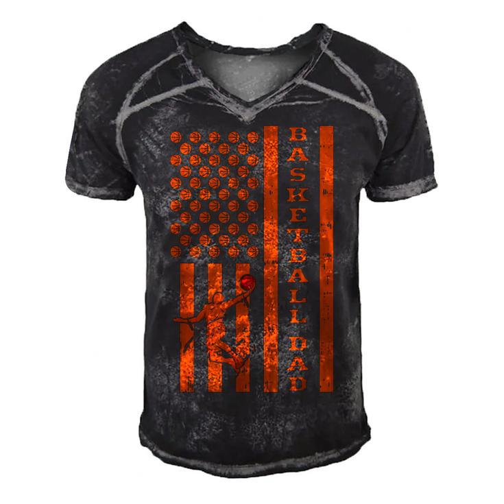 Mens 4Th Of July Fathers Day Patriotic American Basketball Dad  Men's Short Sleeve V-neck 3D Print Retro Tshirt