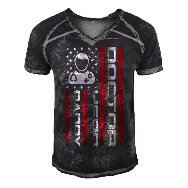 Mens 4Th Of July Us Flag Doctor Dad Fathers Day Gift  Men's Short Sleeve V-neck 3D Print Retro Tshirt