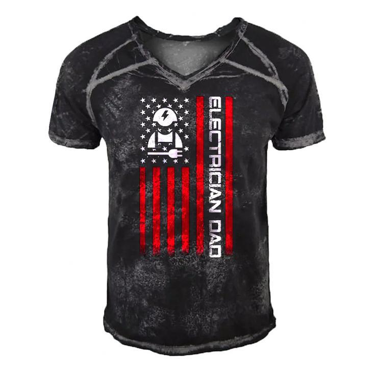 Mens 4Th Of July Us Flag Electrician Dad Gift For Fathers Day Men's Short Sleeve V-neck 3D Print Retro Tshirt