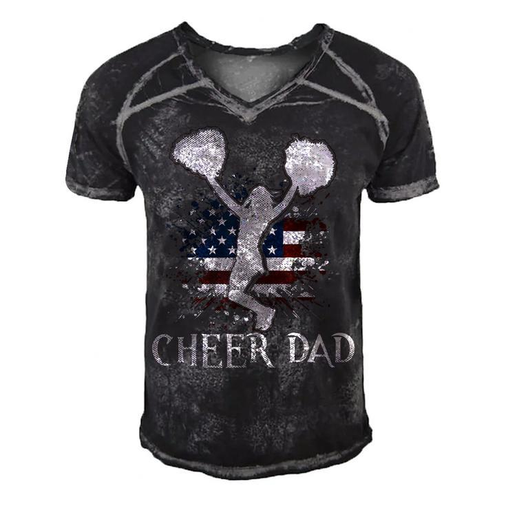 Mens American Flag Cheer Dad 4Th Of July Fathers Day  Funny  Men's Short Sleeve V-neck 3D Print Retro Tshirt