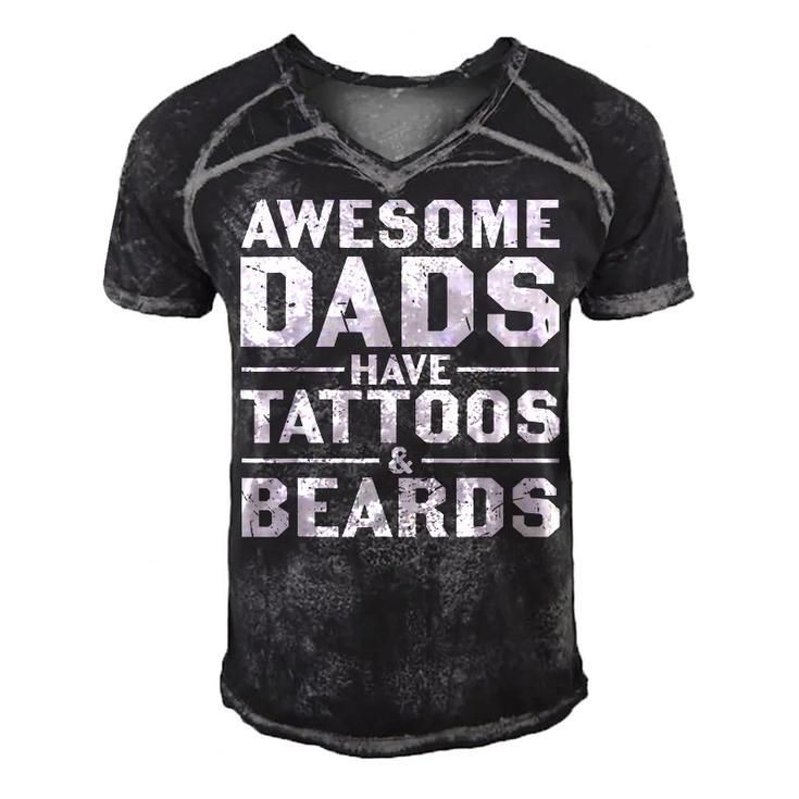 Mens Awesome Dads Have Tattoos And Beards  Fathers Day  V4 Men's Short Sleeve V-neck 3D Print Retro Tshirt