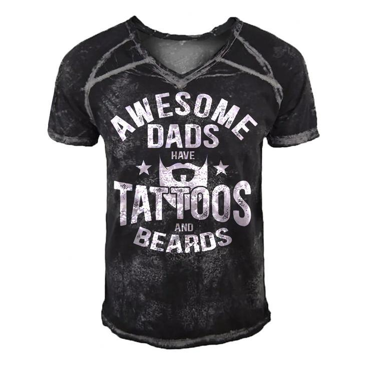 Mens Awesome Dads Have Tattoos And Beards Tattooist Lover Gift  V2 Men's Short Sleeve V-neck 3D Print Retro Tshirt