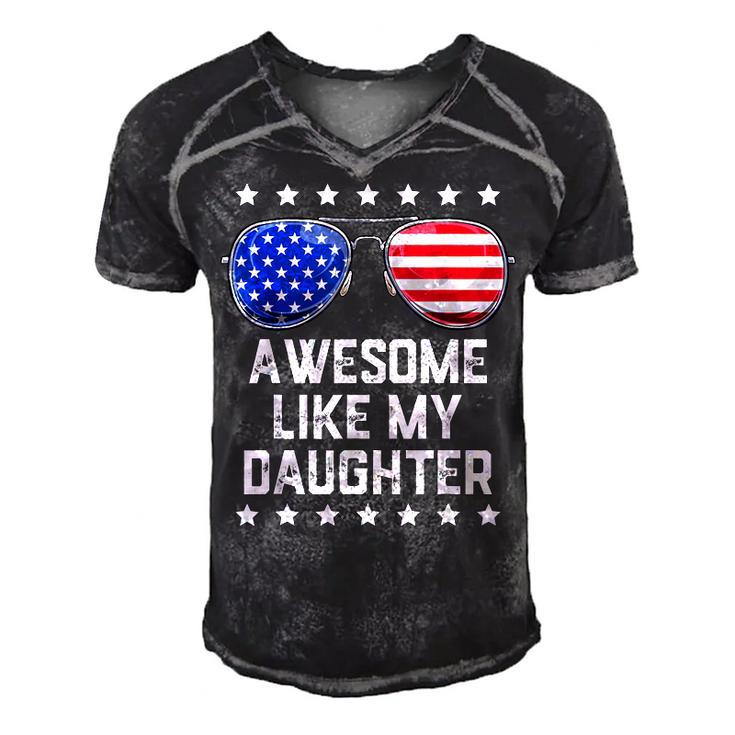 Mens Awesome Like My Daughter Sunglasses 4Th Of July Gift Dad Men  Men's Short Sleeve V-neck 3D Print Retro Tshirt