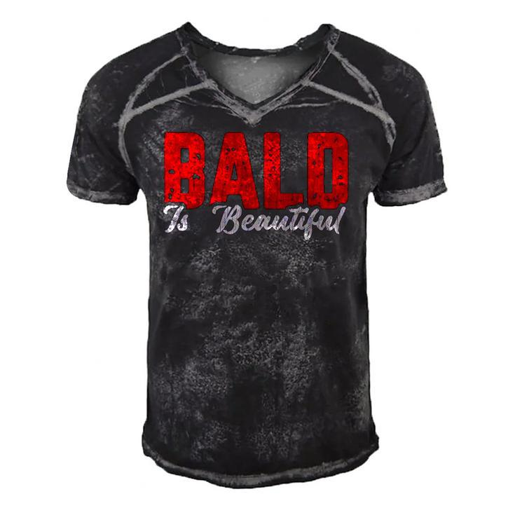 Mens Bald Beautiful Funny Graphic Men's Short Sleeve V-neck 3D Print Retro Tshirt