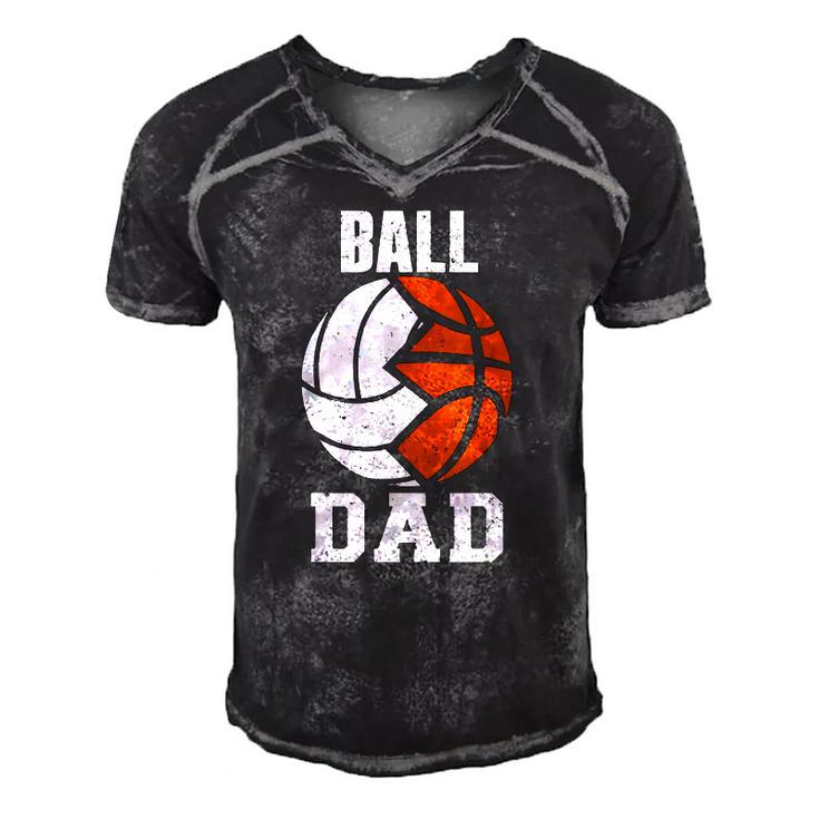 Mens Ball Dad Funny Volleyball Basketball Dad Men's Short Sleeve V-neck 3D Print Retro Tshirt