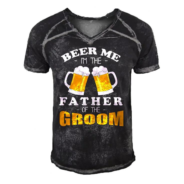 Mens Beer Me Im The Father Of The Groom Men's Short Sleeve V-neck 3D Print Retro Tshirt