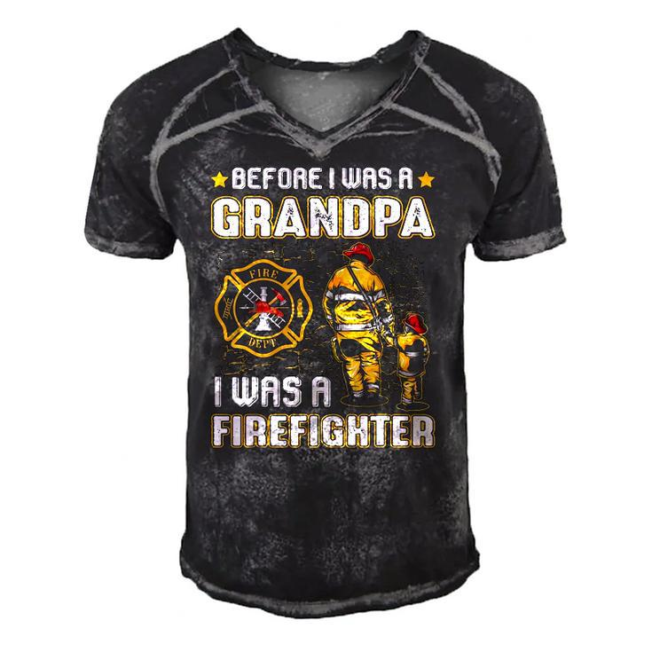 Mens Before I Was A Grandpa I Was A Firefightergifts Men's Short Sleeve V-neck 3D Print Retro Tshirt