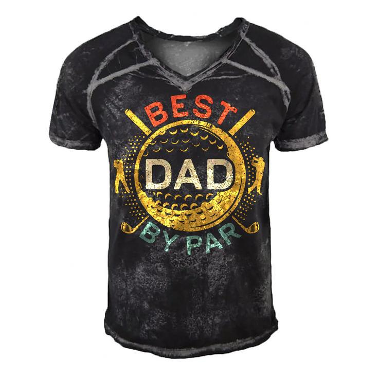 Mens Best Dad By Par Golf Lover Fathers Day Men's Short Sleeve V-neck 3D Print Retro Tshirt