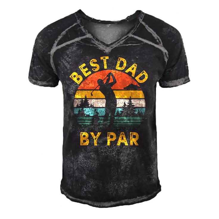 Mens Best Dad By Par Golfing Fathers Day Golf Lover Men's Short Sleeve V-neck 3D Print Retro Tshirt