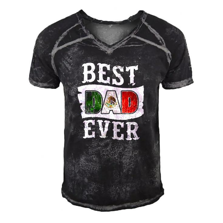 Mens Best Dad Ever Fathers Day Mexican Flag Mexico Men's Short Sleeve V-neck 3D Print Retro Tshirt