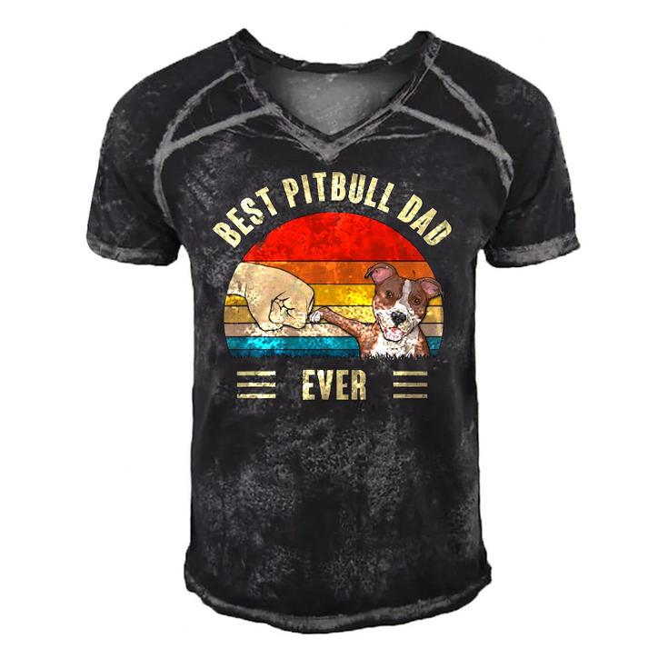 Mens Best Pitbull Dad Ever Bump Fit Dog Dad Fathers Day Vintage Men's Short Sleeve V-neck 3D Print Retro Tshirt