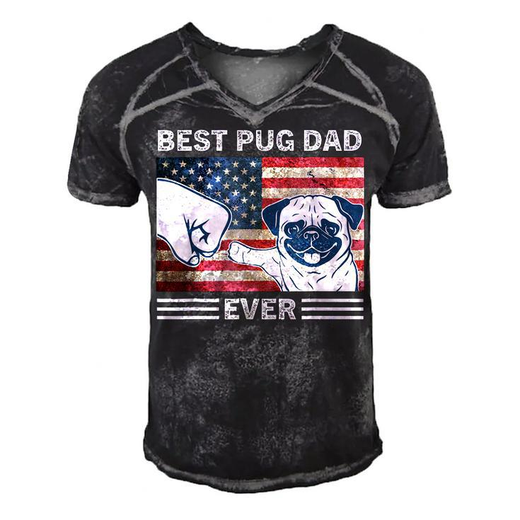 Mens Best Pug Dad Ever American Flag 4Th Of July Gift  Men's Short Sleeve V-neck 3D Print Retro Tshirt