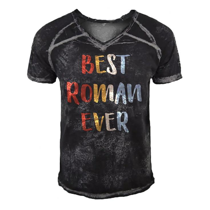 Mens Best Roman Ever Retro Vintage First Name Gift Men's Short Sleeve V-neck 3D Print Retro Tshirt