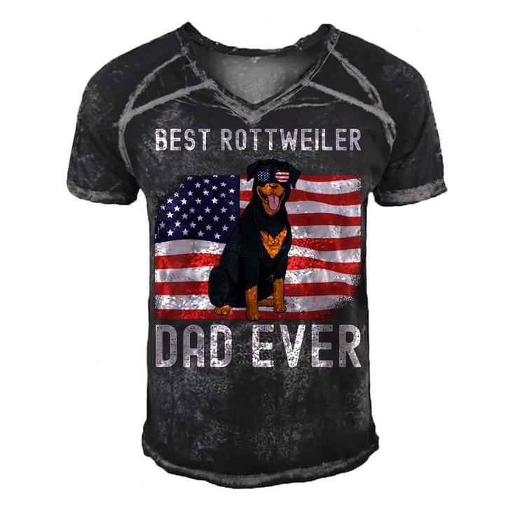 Mens Best Rottweiler Dad Ever American Flag 4Th Of July Rottie  Men's Short Sleeve V-neck 3D Print Retro Tshirt
