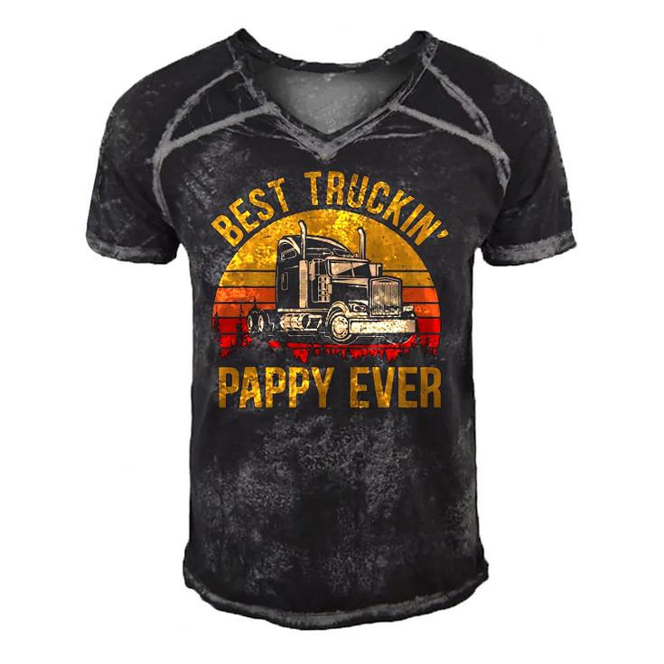 Mens Best Truckin Pappy Ever Big Rig Trucker Fathers Day Men's Short Sleeve V-neck 3D Print Retro Tshirt