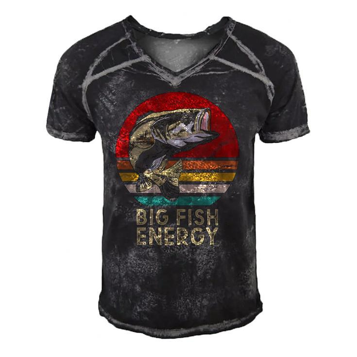 Mens Big Fish Energy Fishing Gifts For Men Dads Men's Short Sleeve V-neck 3D Print Retro Tshirt