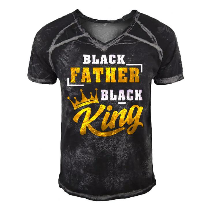 Mens Black Father Black King African American Dad Fathers Day Men's Short Sleeve V-neck 3D Print Retro Tshirt