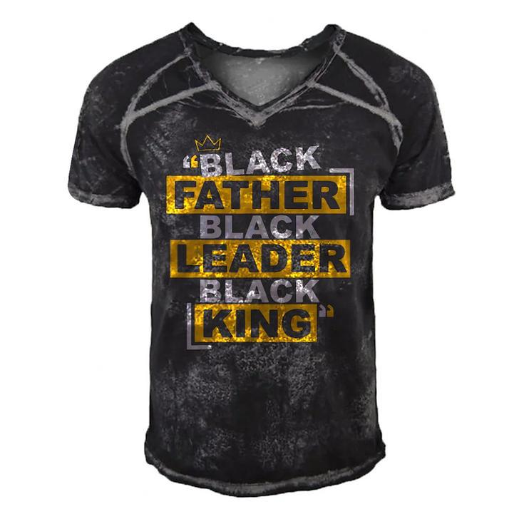Mens Black Father Black Leader Black King African American Pride Men's Short Sleeve V-neck 3D Print Retro Tshirt