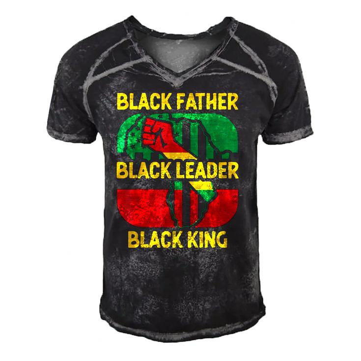 Mens Black Father Black Leader Black King Dad Men's Short Sleeve V-neck 3D Print Retro Tshirt