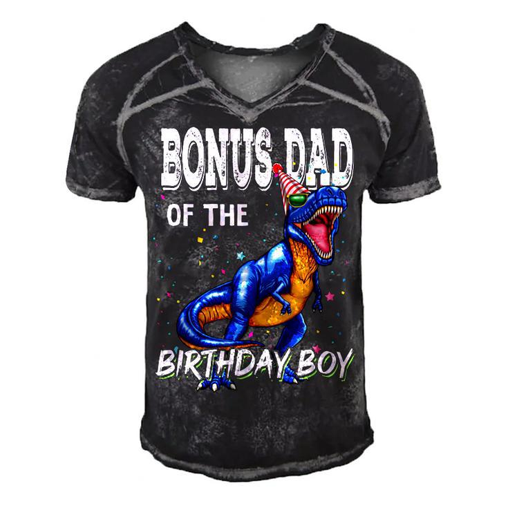 Mens Bonus Dad Of The Birthday Boy Matching Father Bonus Dad  Men's Short Sleeve V-neck 3D Print Retro Tshirt