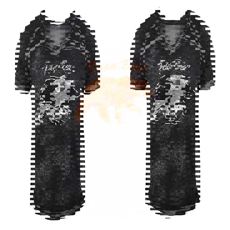 Mens Camouflage Daddy Bear Family Camo Hunting - Papa Bear Men's Short Sleeve V-neck 3D Print Retro Tshirt