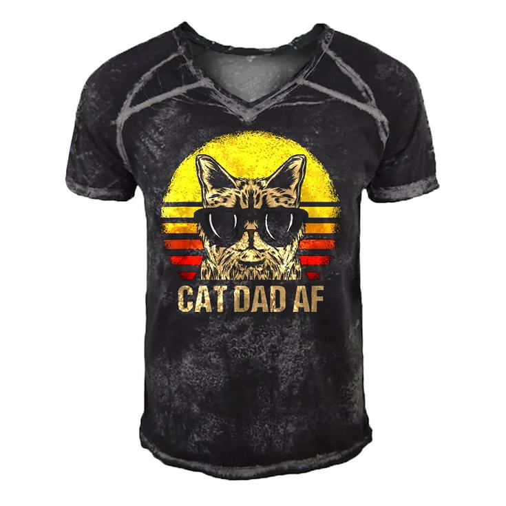 Mens Cat Dad Af Fathers Day Cat Daddy Men's Short Sleeve V-neck 3D Print Retro Tshirt