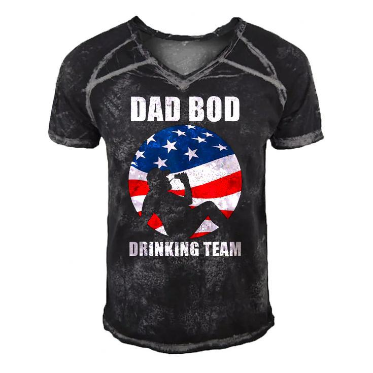 Mens Dad Bod Drinking Team American Us Flag Vintage Fathers Day  Men's Short Sleeve V-neck 3D Print Retro Tshirt