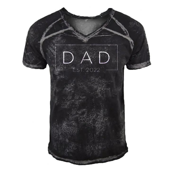 Mens Dad Est 2022 Promoted To Daddy 2022 Fathers Day Men's Short Sleeve V-neck 3D Print Retro Tshirt