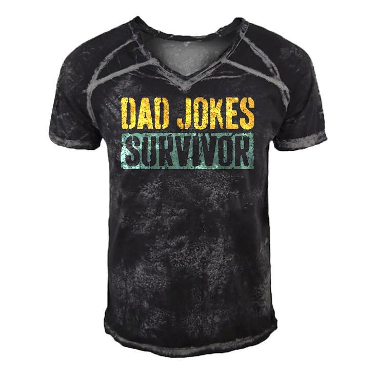 Mens Dad Jokes Survivor Fathers Day Men's Short Sleeve V-neck 3D Print Retro Tshirt