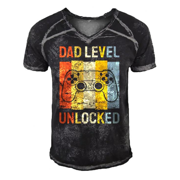 Mens Dad Level Unlocked Soon To Be Father Pregnancy Announcement Men's Short Sleeve V-neck 3D Print Retro Tshirt