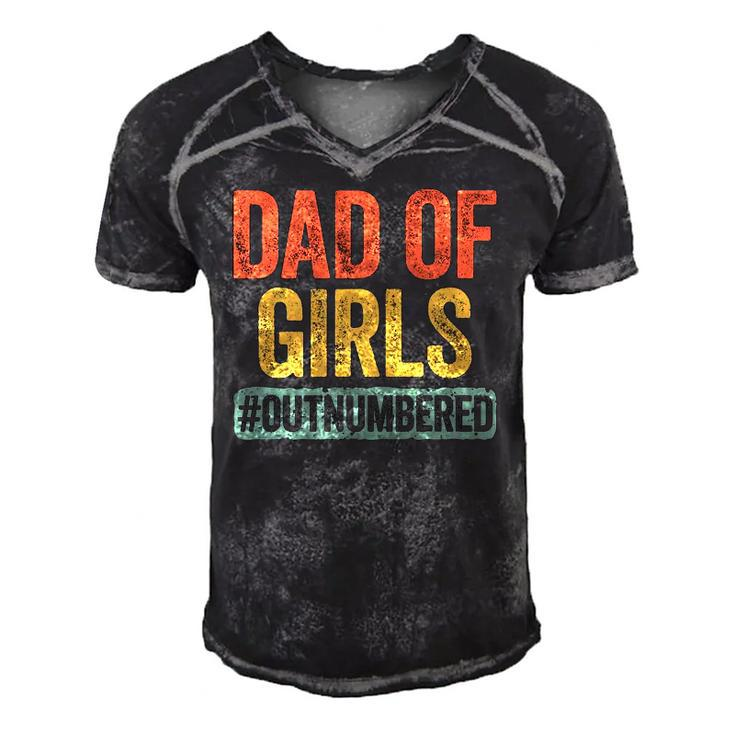 Mens Dad Of Girls Outnumbered Fathers Day Men's Short Sleeve V-neck 3D Print Retro Tshirt
