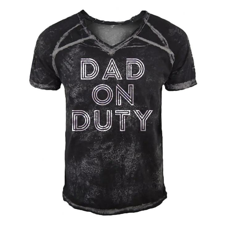 Mens Dad On Duty Funny Fathers Day Top Men's Short Sleeve V-neck 3D Print Retro Tshirt