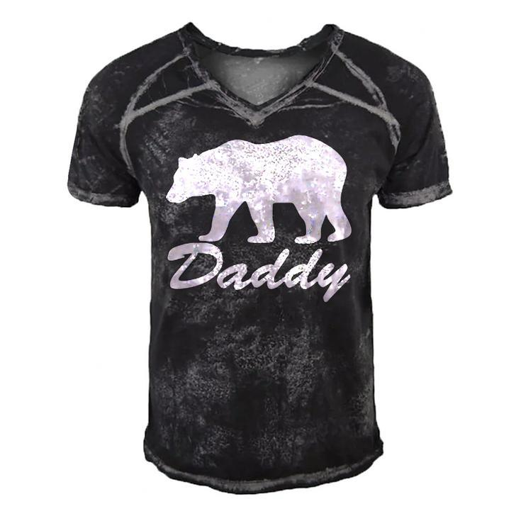 Mens Daddy Bear Distressed Graphic Raglan Baseball Tee Men's Short Sleeve V-neck 3D Print Retro Tshirt