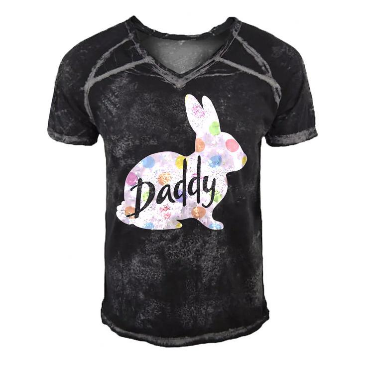 Mens Daddy Bunny Easter Egg Polka Dot Bunny Rabbit Father Dad Men's Short Sleeve V-neck 3D Print Retro Tshirt