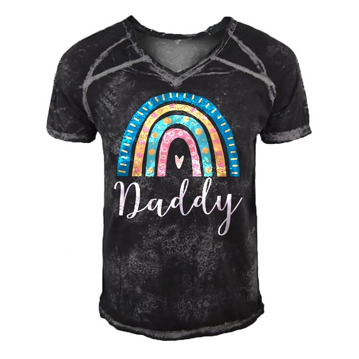 Mens Daddy Rainbow Gifts For Men Dad Family Matching Birthday Men's Short Sleeve V-neck 3D Print Retro Tshirt