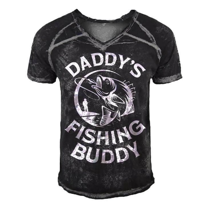 Mens Daddys Fishing Buddy Young Fishing Man Gift For Boys Kids  Men's Short Sleeve V-neck 3D Print Retro Tshirt