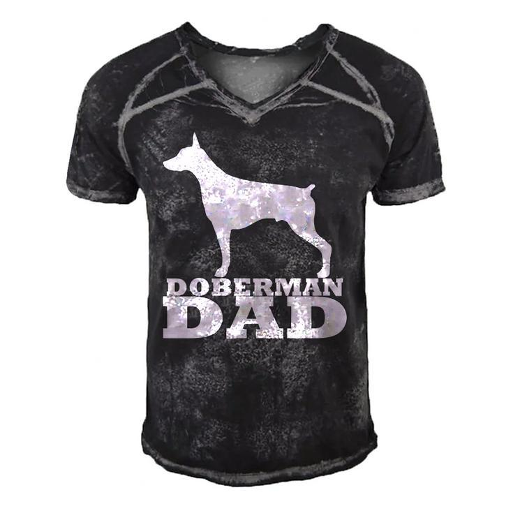 Mens Doberman Dad Dobie Pinscher Doberman Men's Short Sleeve V-neck 3D Print Retro Tshirt