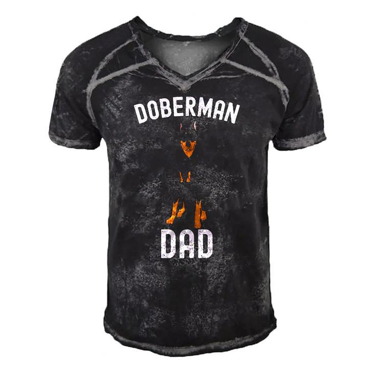 Mens Doberman Dad Fathers Day Men Doberman Lover Owner Funny Dog Men's Short Sleeve V-neck 3D Print Retro Tshirt