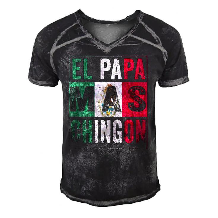 Mens El Papa Mas Chingon Funny Best Mexican Dad Men's Short Sleeve V-neck 3D Print Retro Tshirt