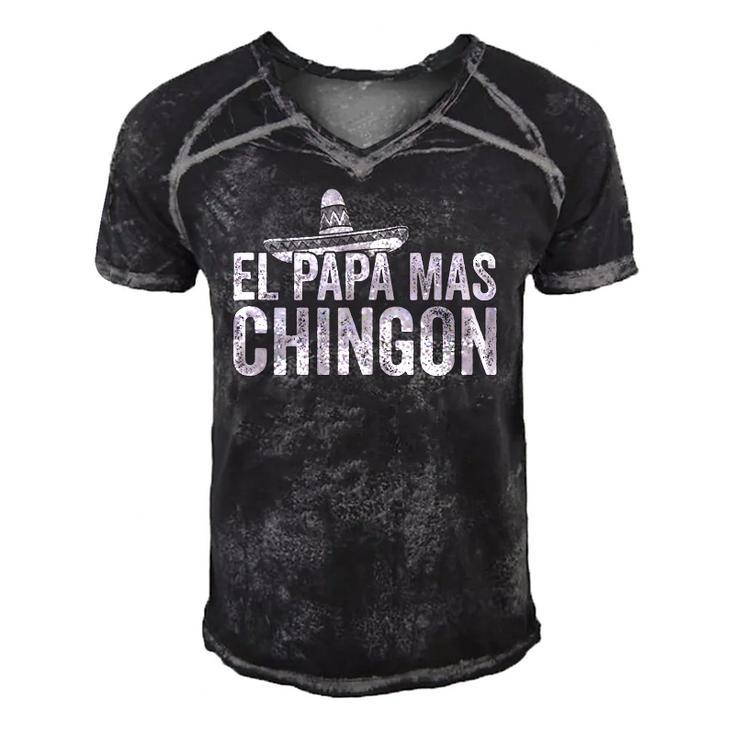 Mens El Papa Mas Chingon Mexican Hat Spanish Fathers Day Gift  Men's Short Sleeve V-neck 3D Print Retro Tshirt
