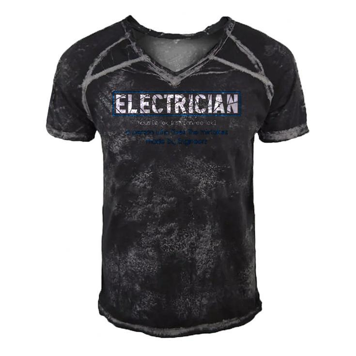 Mens Electrician Definition - Funny Dictionary Gift Men's Short Sleeve V-neck 3D Print Retro Tshirt