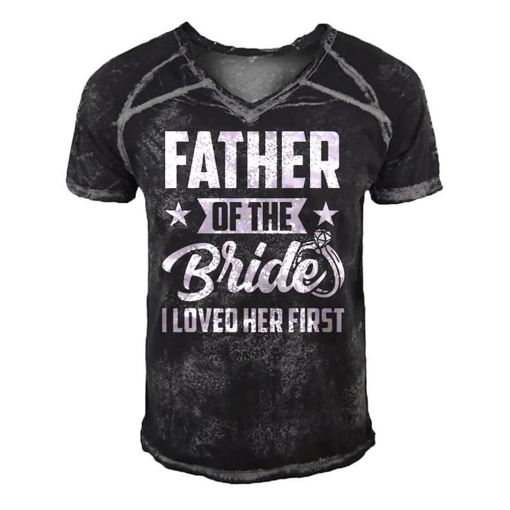 Mens Father Of The Bride I Loved Her First Wedding Fathers Day Men's Short Sleeve V-neck 3D Print Retro Tshirt