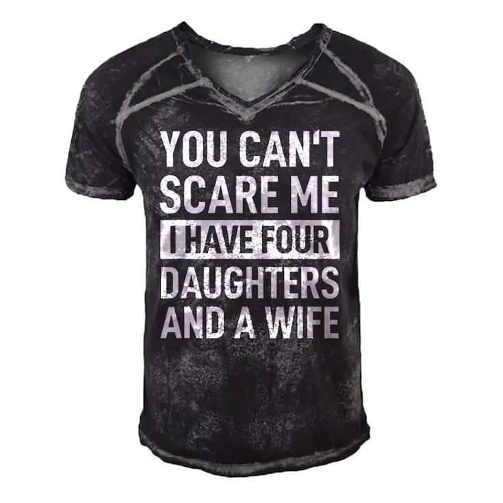 Mens Father You Cant Scare Me I Have Four Daughters And A Wife Men's Short Sleeve V-neck 3D Print Retro Tshirt