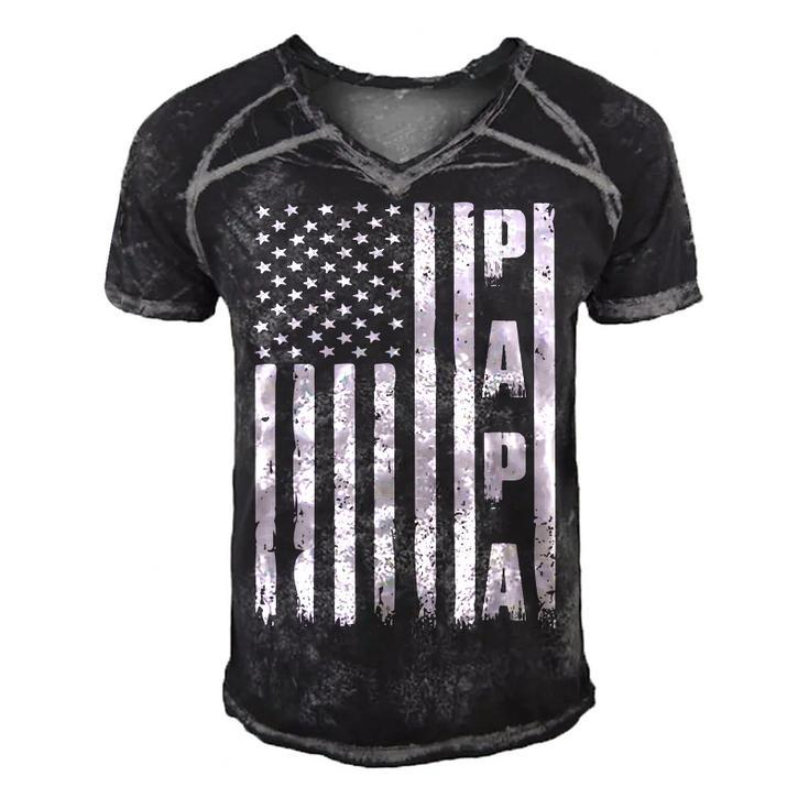Mens Fathers Day  - Best Dad Ever Usa American Flag  Men's Short Sleeve V-neck 3D Print Retro Tshirt